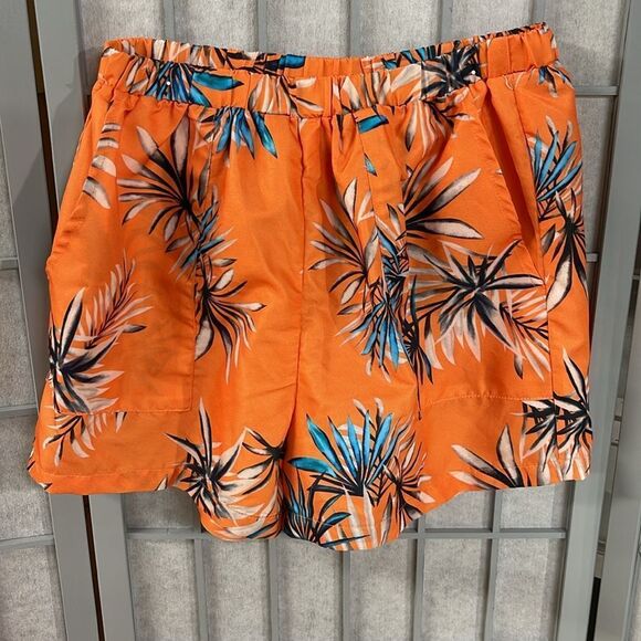 Ekouaer Tropical Orange Button-Up Shirt and Shorts Set, Women’s Small - Picture 3 of 9